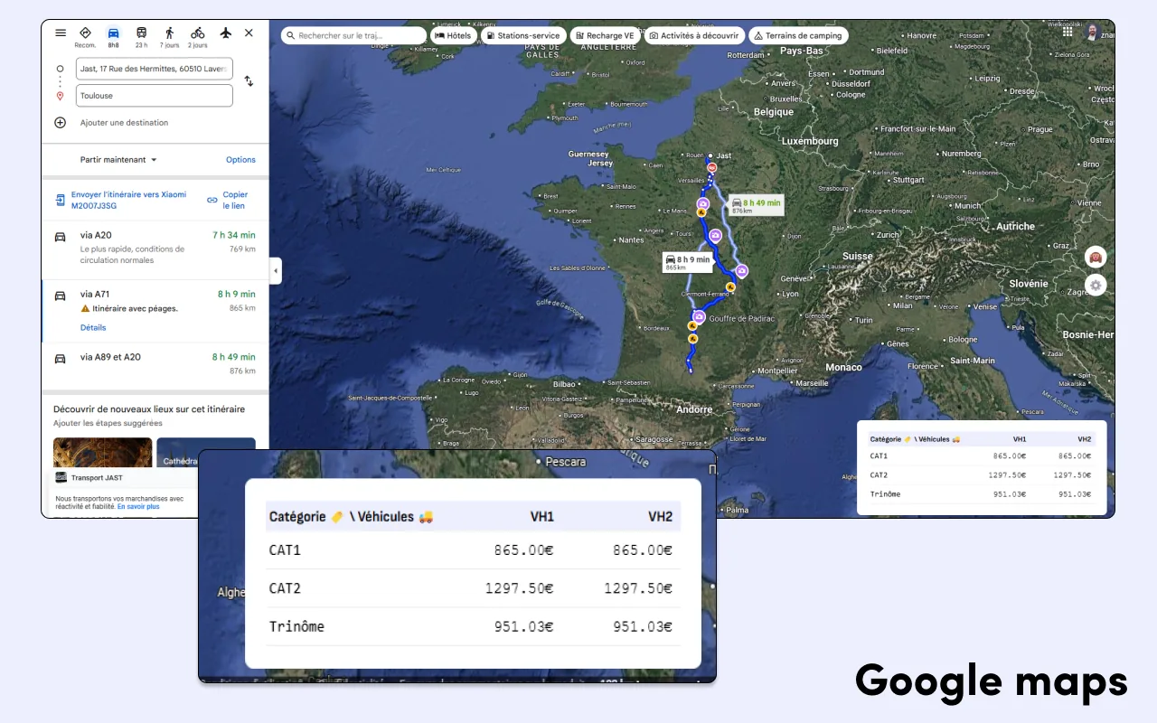 Kilometrix sur Google Maps